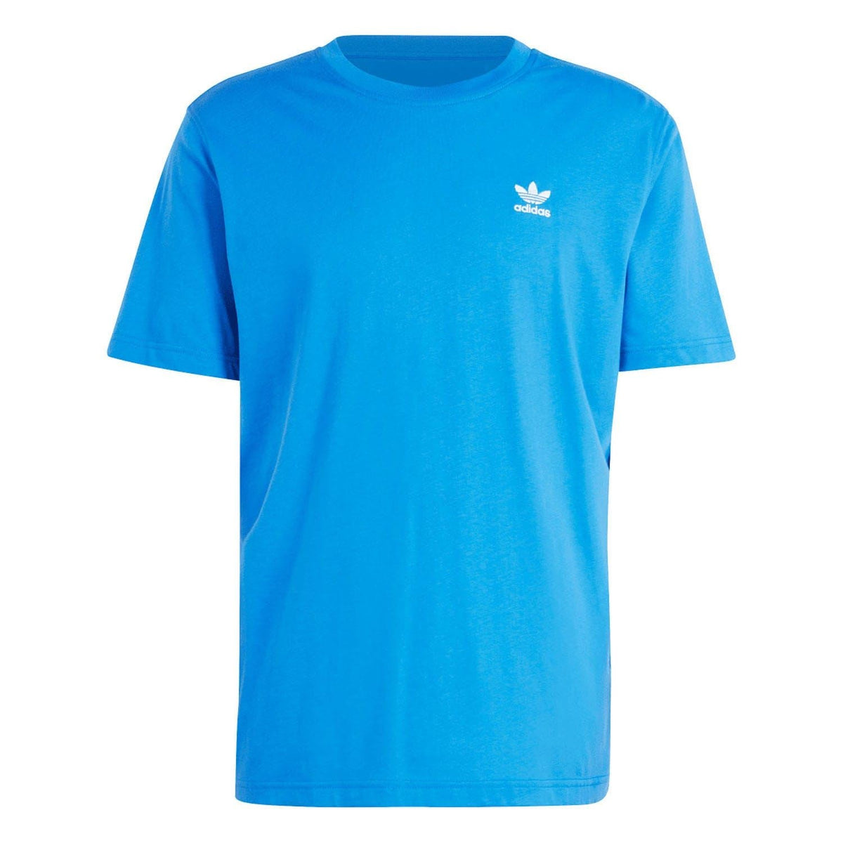Blue T-shirt with small adidas Trefoil logo on chest
