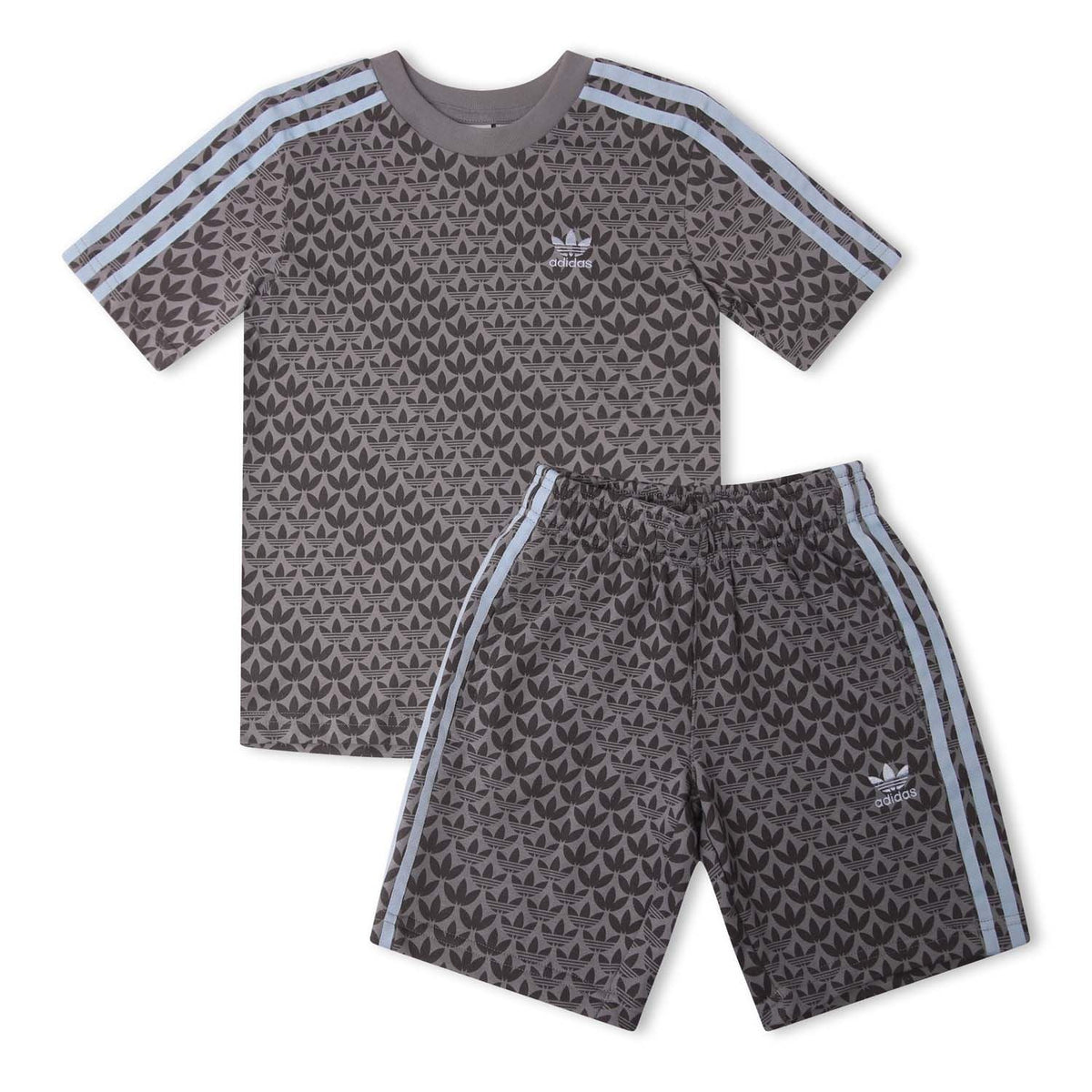 Junior adidas Originals T-shirt and shorts set for ages 8-16, featuring a casual design with the iconic adidas logo.