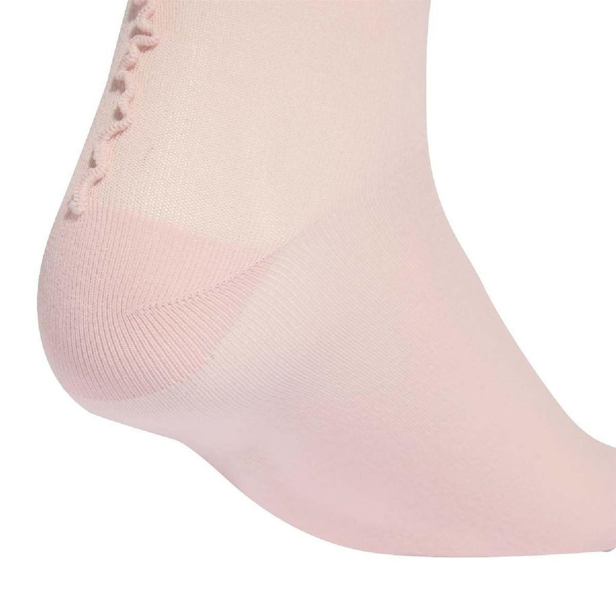 Sandy pink ruffle long crew sock with ribbed cuff and smooth toe