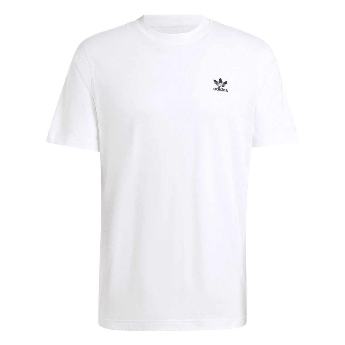 White adidas Originals crew-neck T-shirt with small trefoil logo on left chest