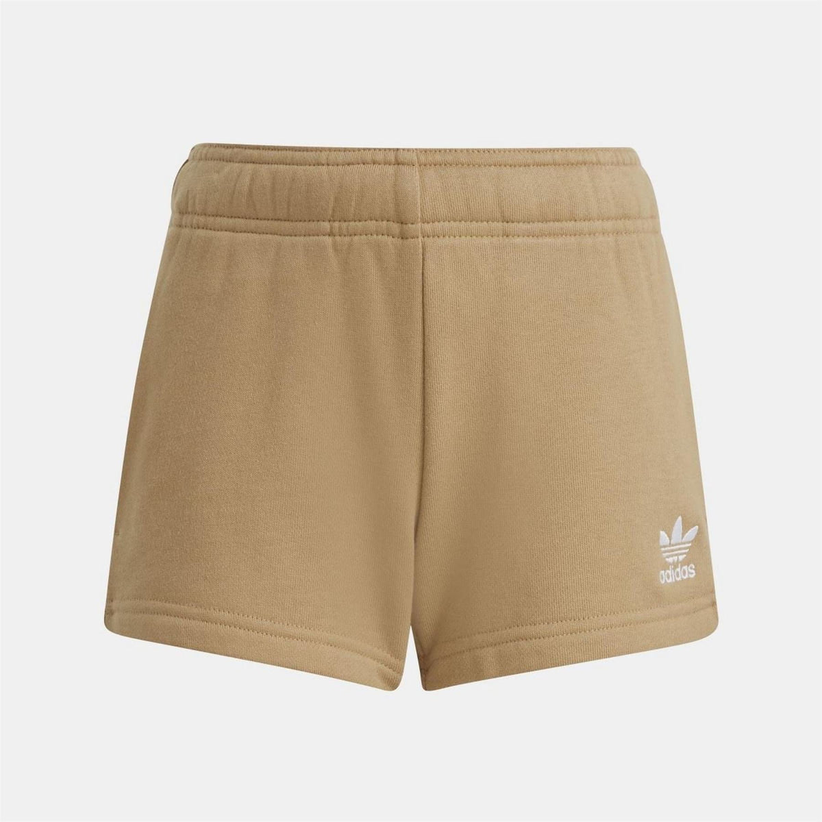 Brown adidas shorts with elastic waistband and trefoil logo detail