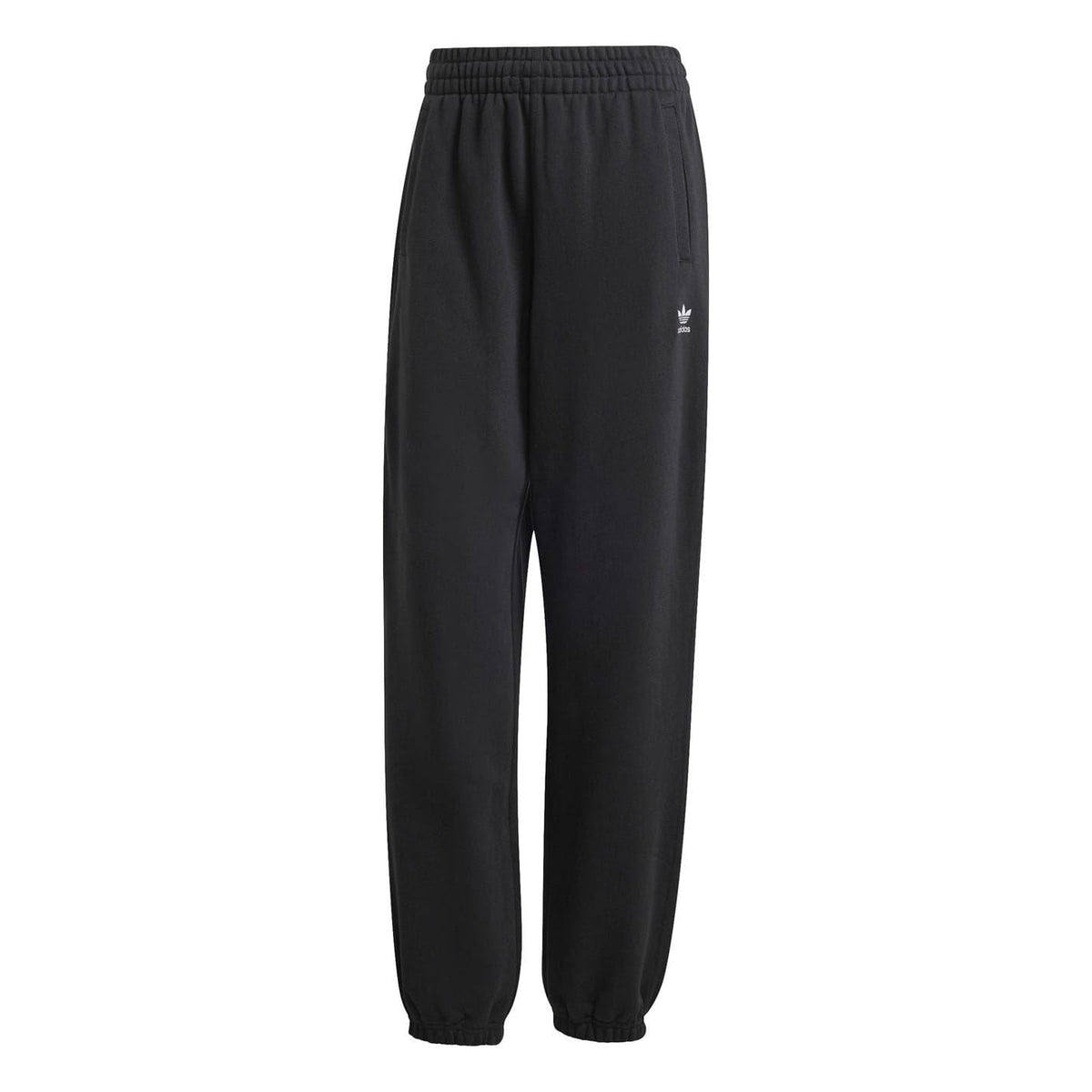 Black adidas Originals joggers with elastic waistband and tapered cuff hem