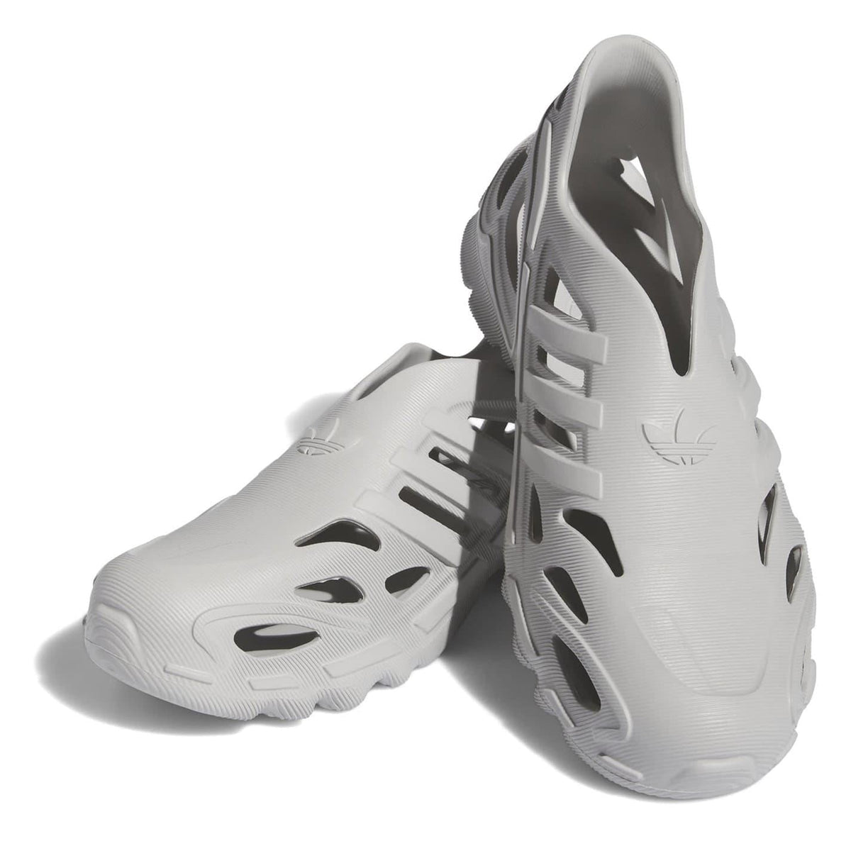 adidas Originals chunky-heel flats, light grey pair shown from side and heel