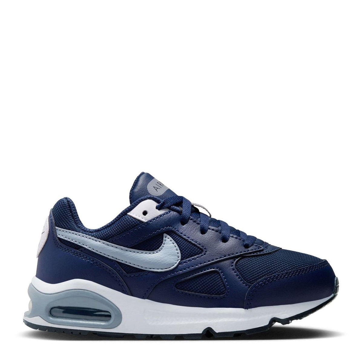 Nike Air Max Ivo trainers in navy blue with white swoosh and translucent air unit