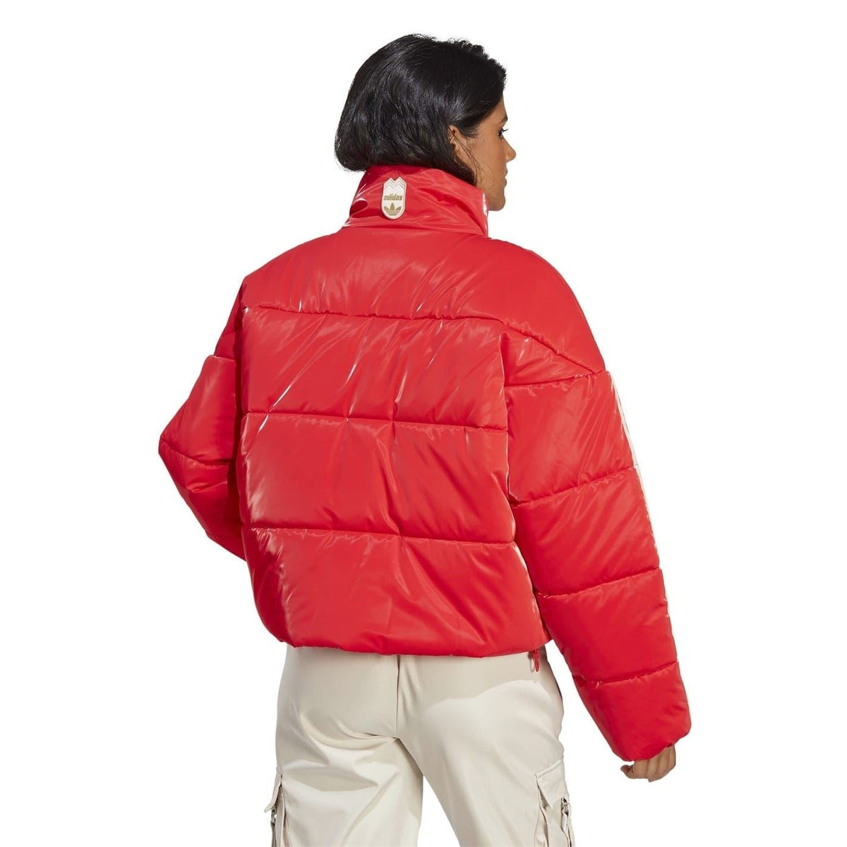 adidas Originals high neck bomber coat, stylish short jacket with a modern design, perfect for casual wear and layering.