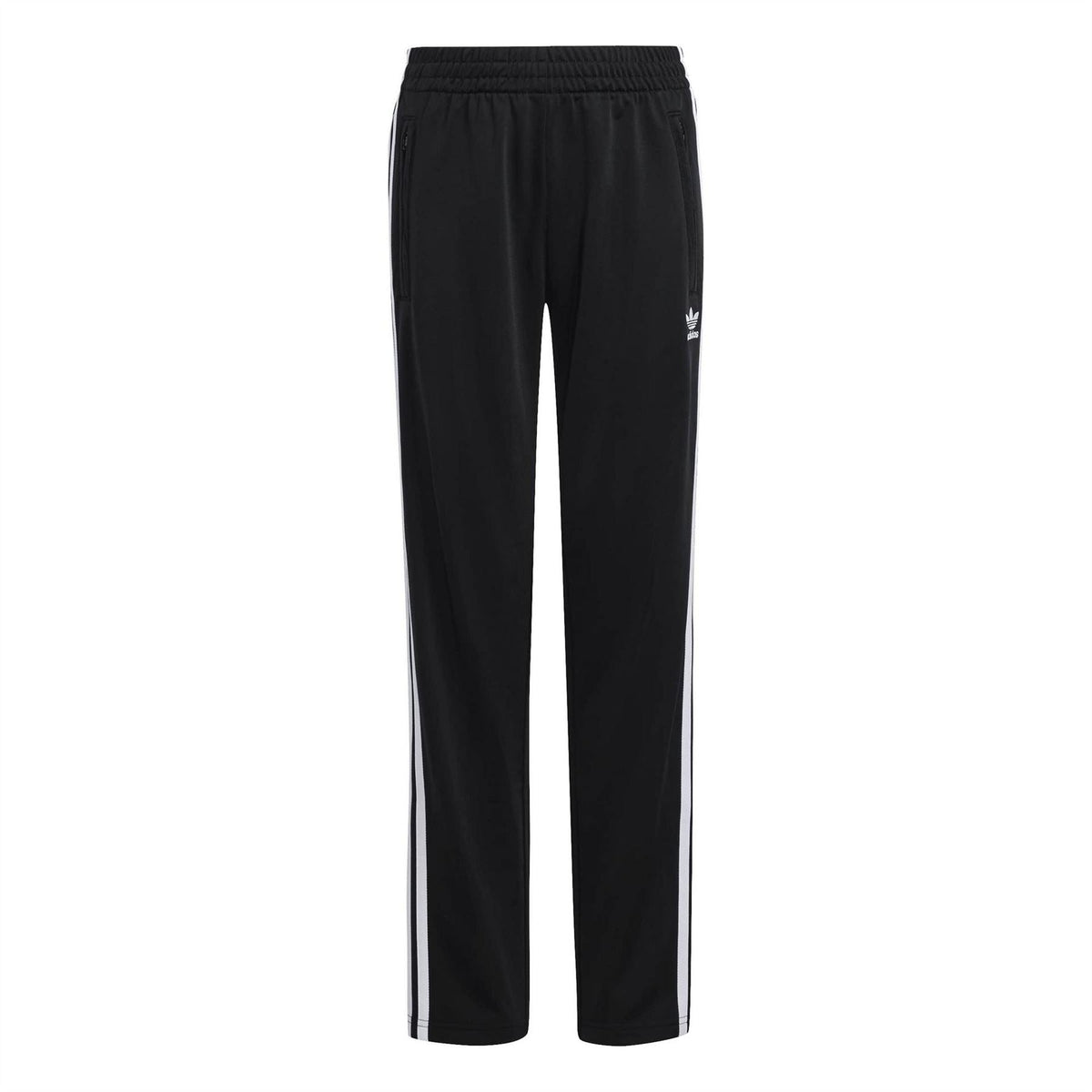 adidas Originals juniors black track pants with elastic waist and white side stripes