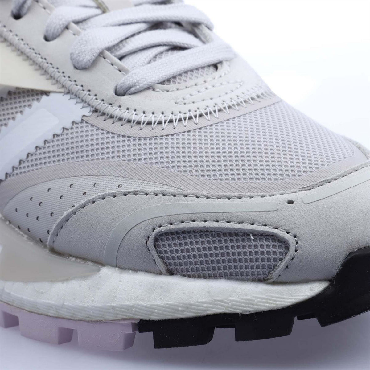 adidas Originals P9 trainers close-up of toe cap, lace-up, and textured midsole
