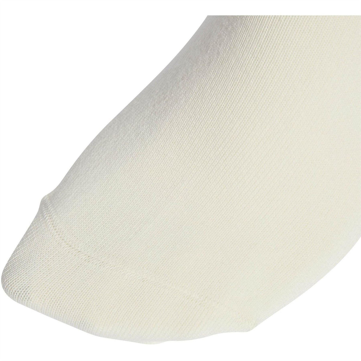 Single white crew sock with smooth knit toe and ribbed cuff