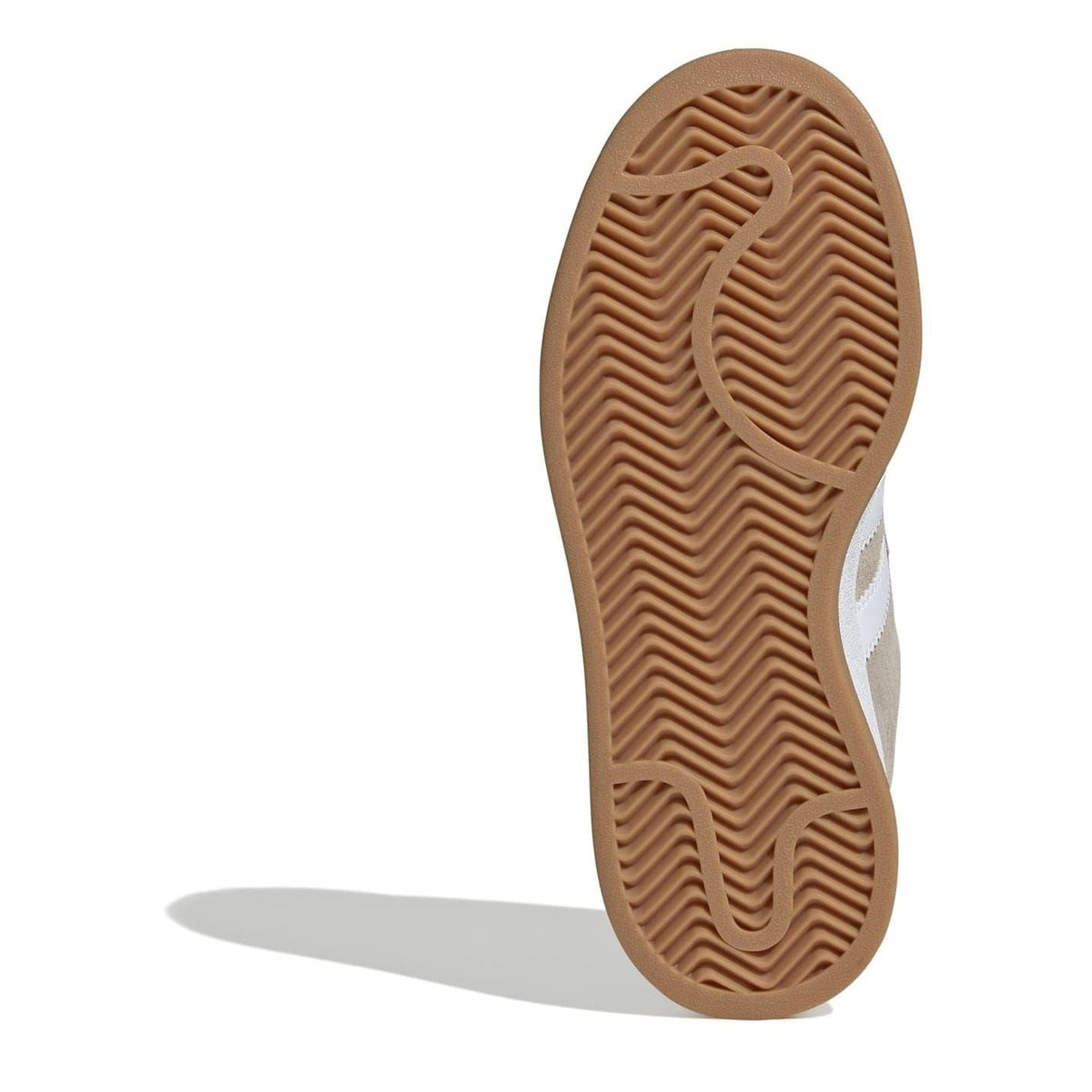Rubber outsole for beige low-top sneakers with textured herringbone traction