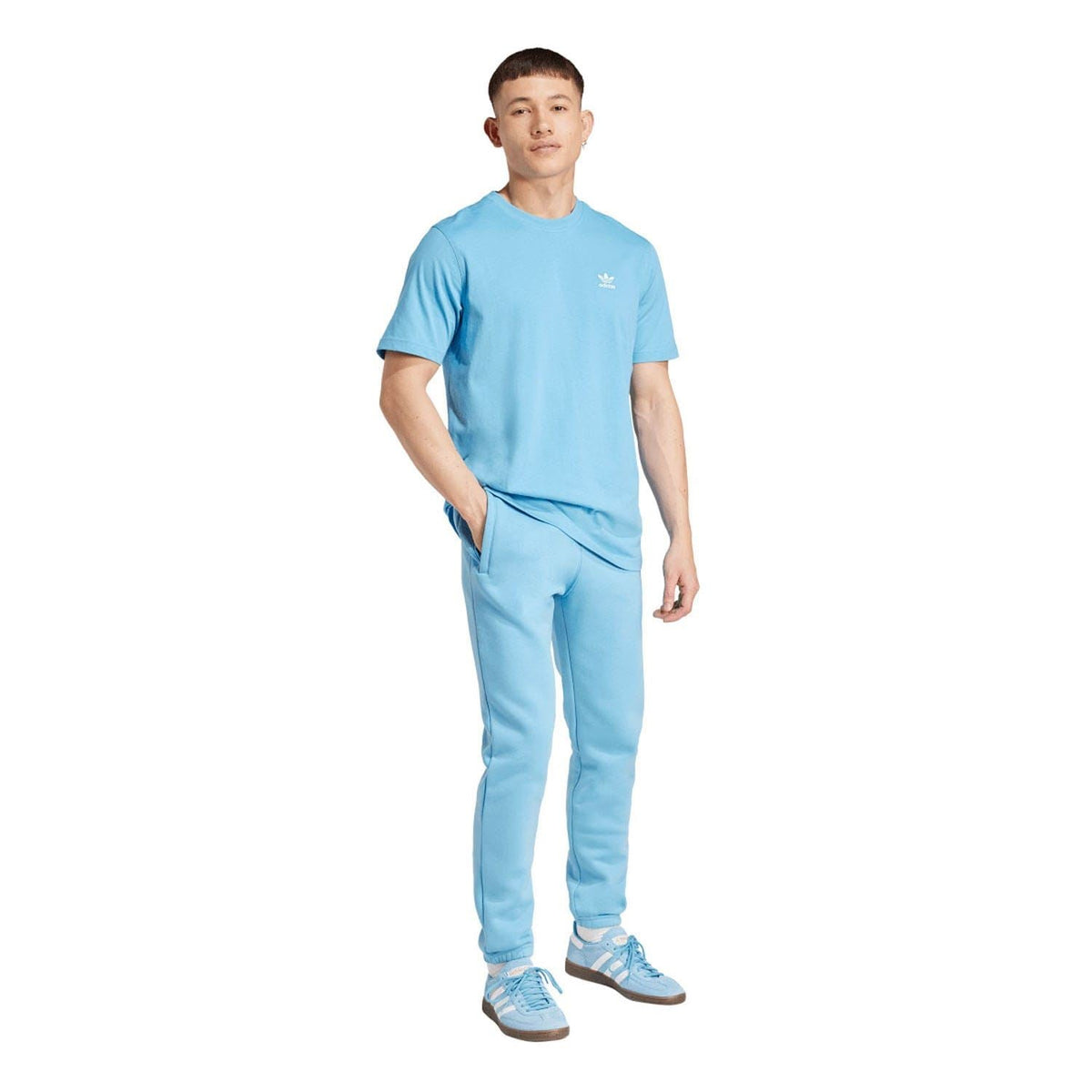 Light-blue T-shirt with adidas trefoil logo, crew neck and short sleeves