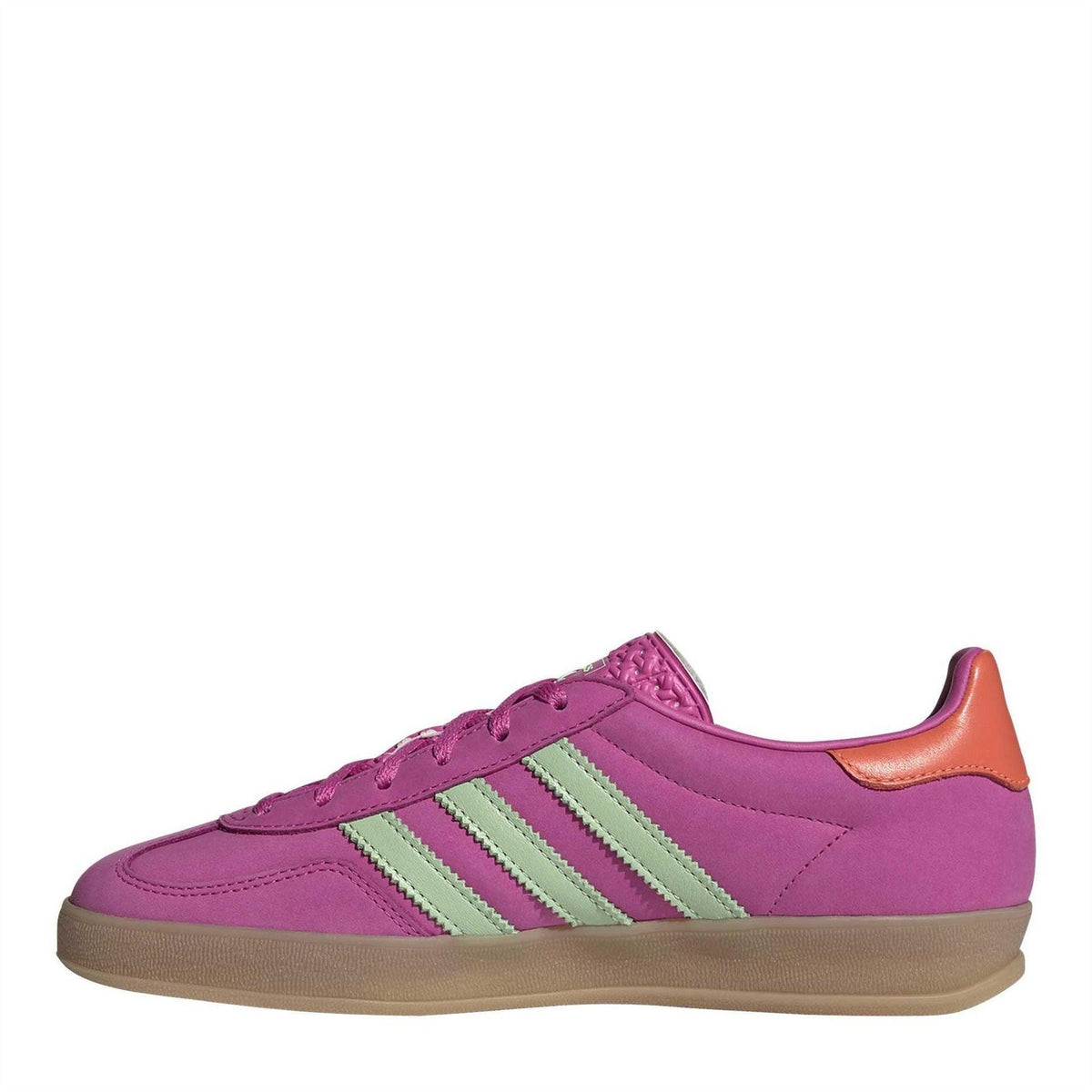 adidas Gazelle Indoor trainers, fuchsia purple upper with mint green 3-Stripes