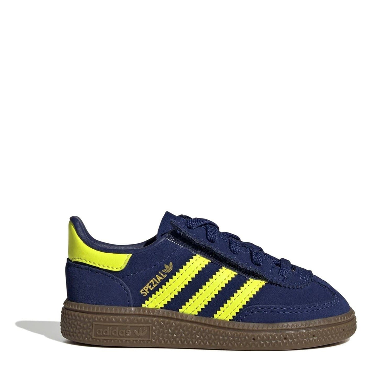adidas Originals Hb Spezial low-top lace-up sneakers in navy and neon yellow with gum sole