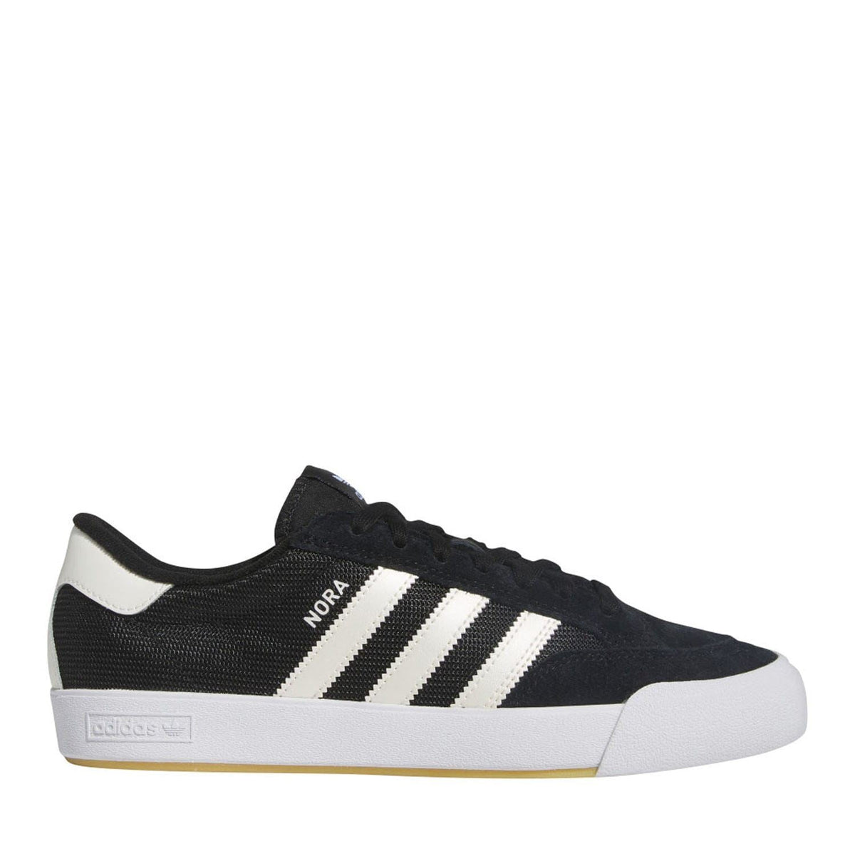 adidas Originals Nora trainers in black with white adidas stripes and NORA label