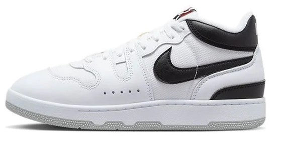 White and black Nike men’s low-top QS sneakers with black swoosh