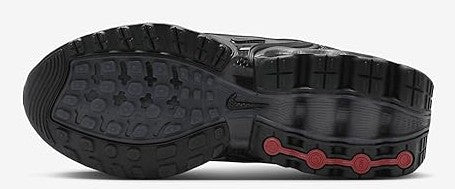 Kids' Nike Air Max DN black outsole with tread pattern and Air unit cutouts