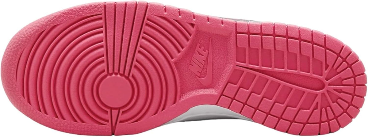 Nike Dunk Low big kid sneakers outsole, pink rubber tread with circular traction hub