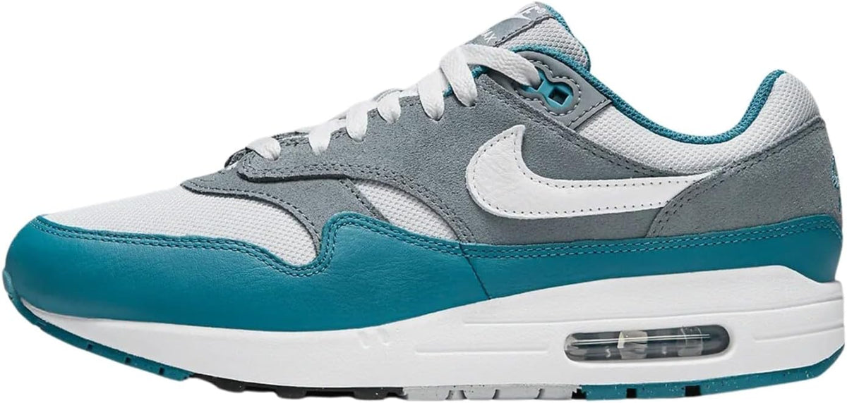 Men's Nike Air Max 1 SC low-top sneaker in teal, gray, and white