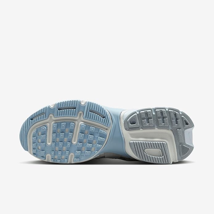 Nike V2K Run women's sneaker outsole, blue tread with gray rubber details