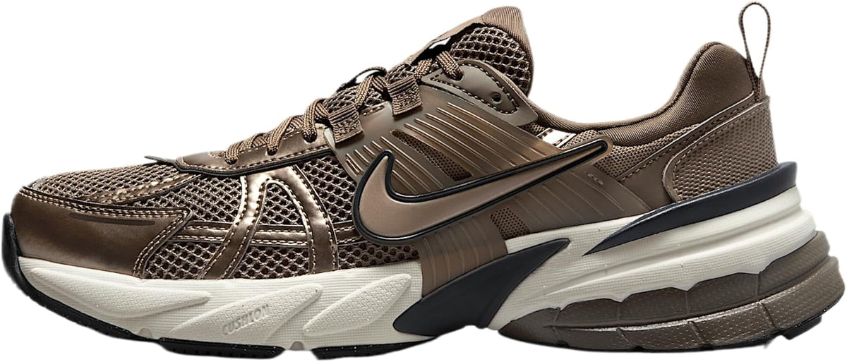 Women’s Nike V2K Run sneakers in mink brown with mesh and leather panels