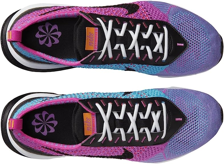 Women’s running sneaker with knit upper, lace-up black tongue, and swoosh branding
