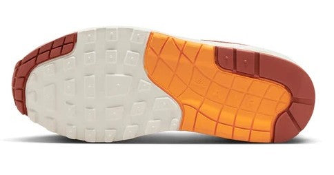 Women's Nike Air Max 1 LX outsole with white tread and orange traction section