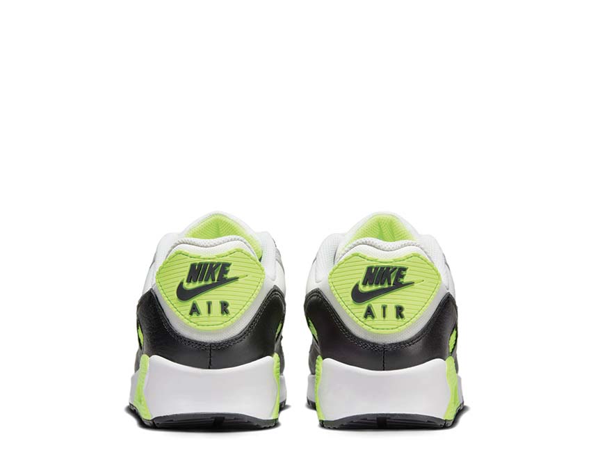 Nike Air heel shoes with NIKE AIR text, white midsoles and neon green heel panels