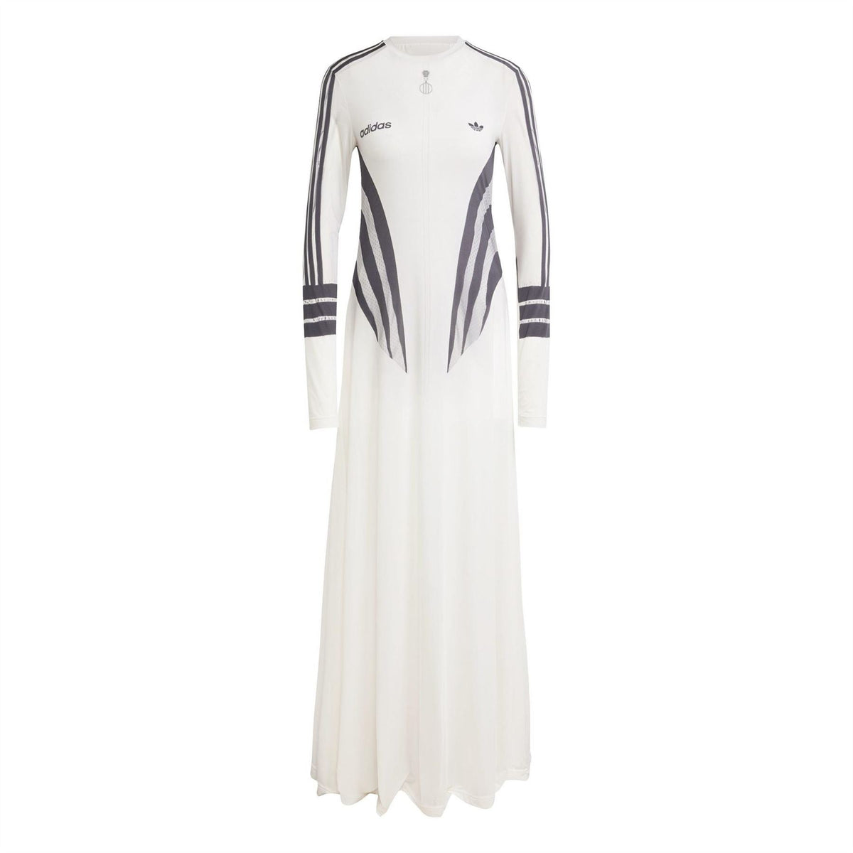 adidas Originals Atlanta Dre white dress with dark graphic print and long sleeves