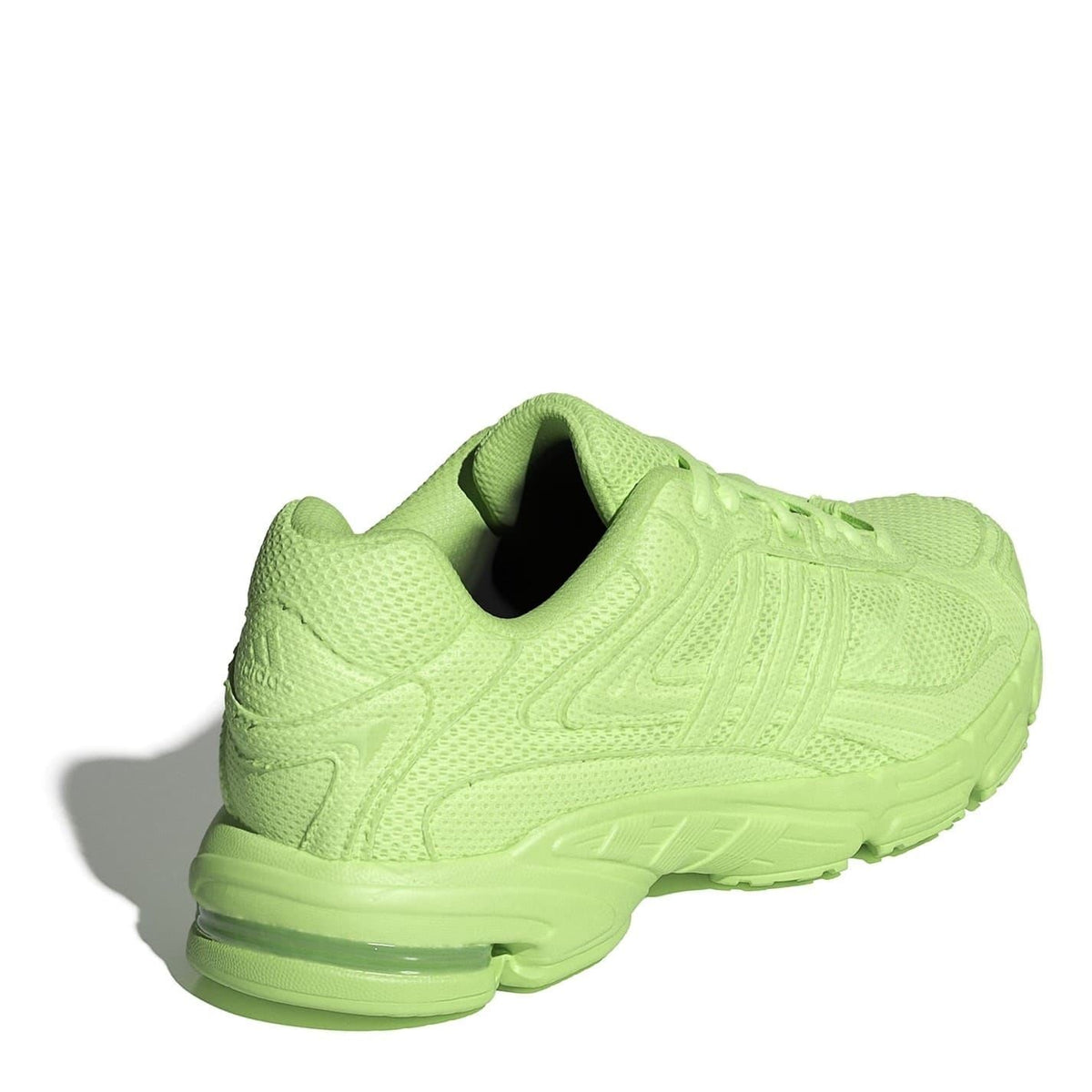 adidas Originals lace-up sneakers in neon green, heel view with padded collar and sole