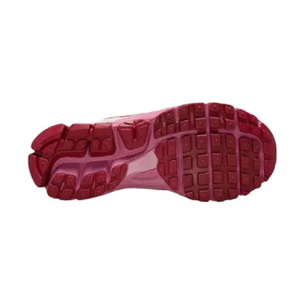 Women's Nike running shoe outsole, maroon tread with white midfoot edge