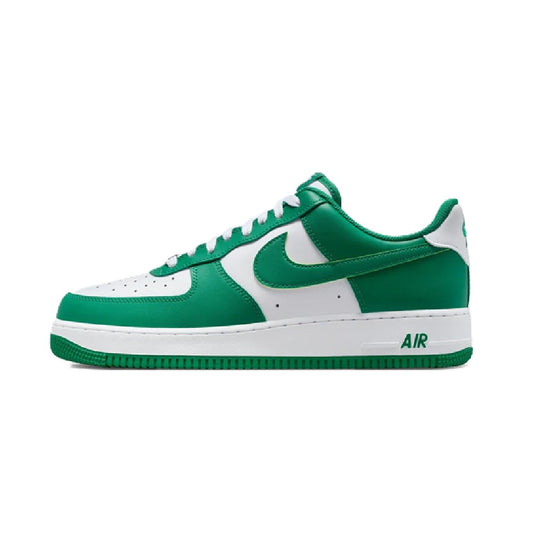 Nike Air Force 1 low sneakers with green leather panels and white side swoosh