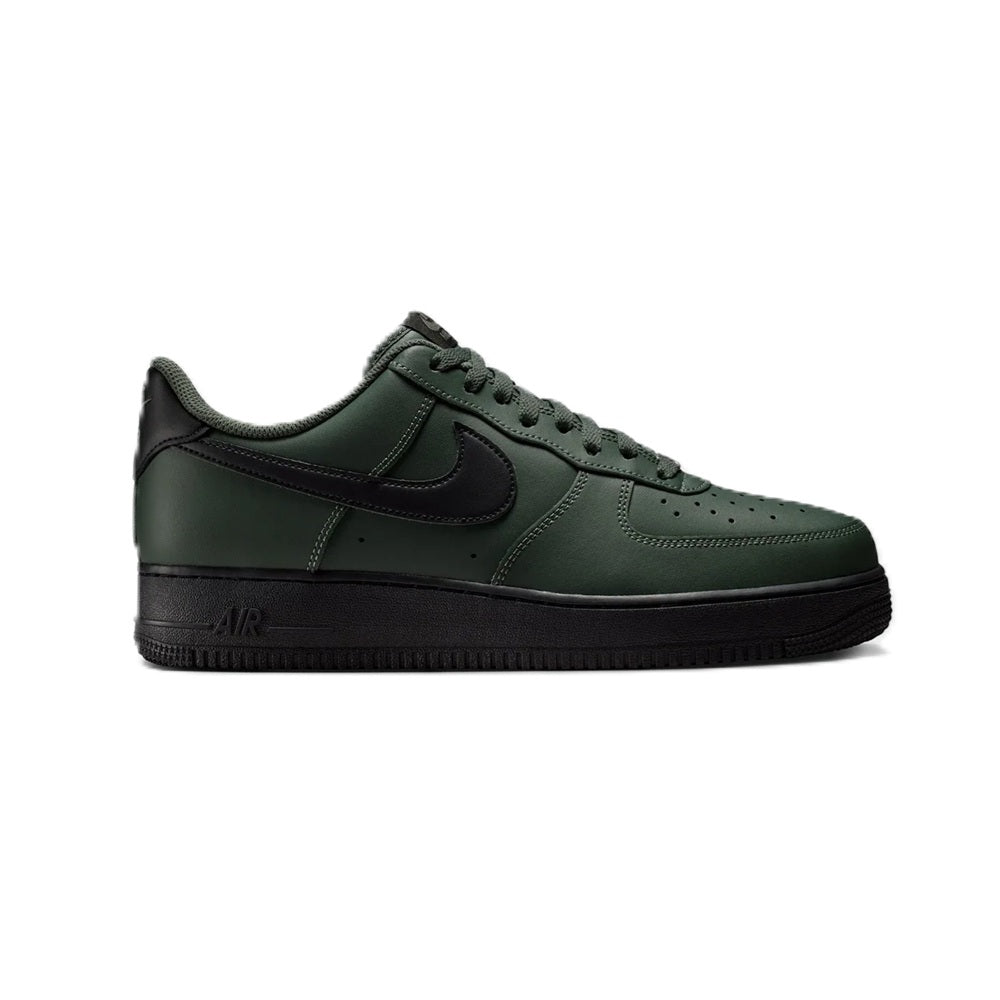 Men's Nike Air Force 1 low-top sneakers, green camo with black leather overlays