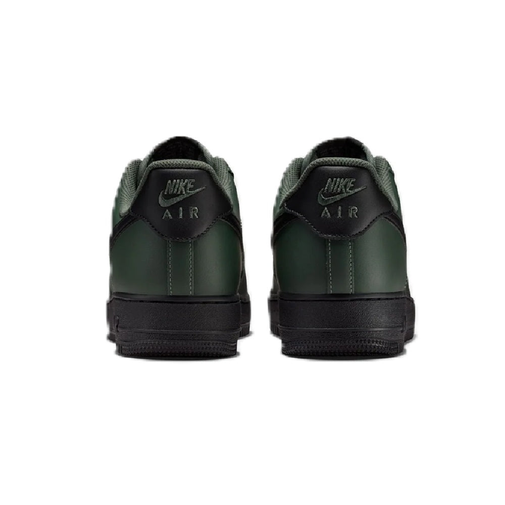 Nike Air Force 1 heel sneakers, green camo leather with black Nike Air branding