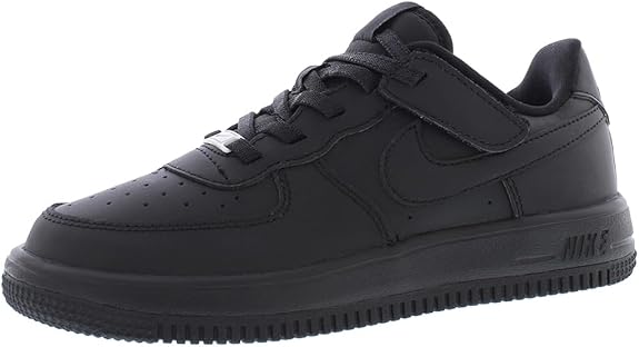 Kids' Nike Air Force 1 Low EasyOn black sneakers, lace-up front, low profile