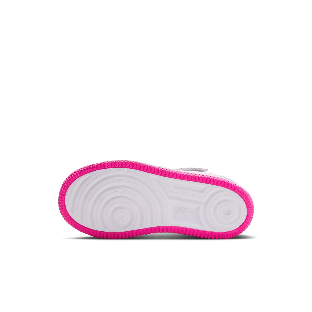 Kids' Nike Force 1 Low outsole, white tread with Laser Fuchsia edge