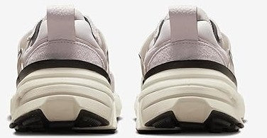 Women's Nike V2K Run sneakers heel view in light purple with cushioned platform sole