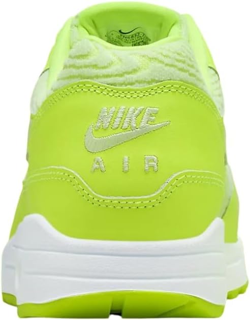 Back view lime green Air Max PRM sneakers with Nike Air logo on heel