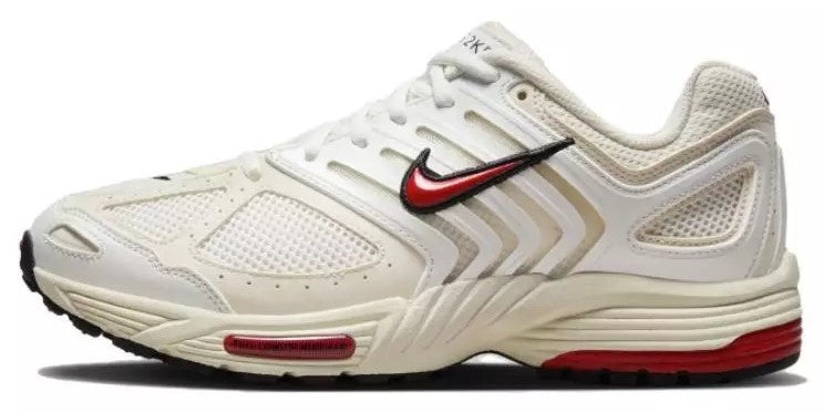 Women's Nike Air Peg 2K5 sneakers in white with Gym Red accents and Swoosh