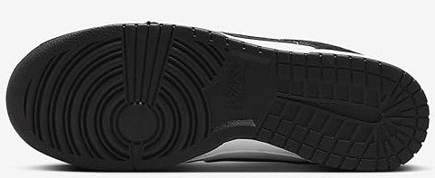 Black Nike Dunk Low outsole, textured rubber tread with circular detail