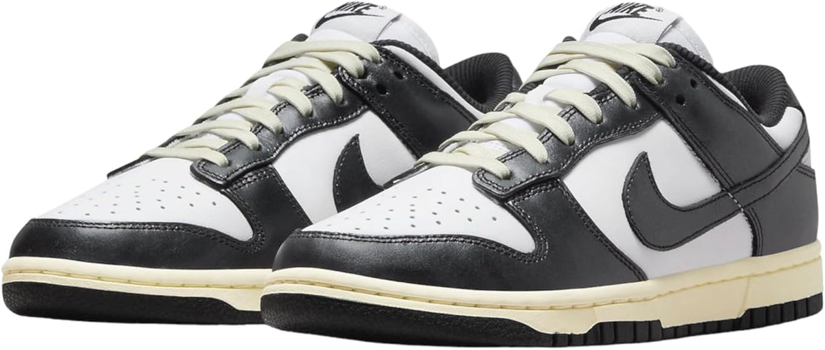 Nike Dunk Low PRM sneakers pair, black and white uppers with off-white laces