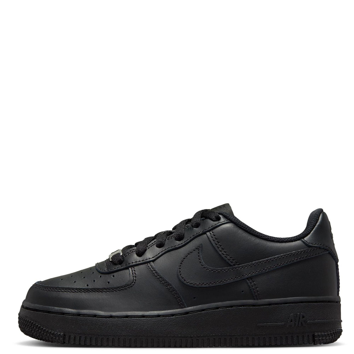 Kids' Nike Air Force 1 LE sneakers, black leather, lace-up, rubber sole