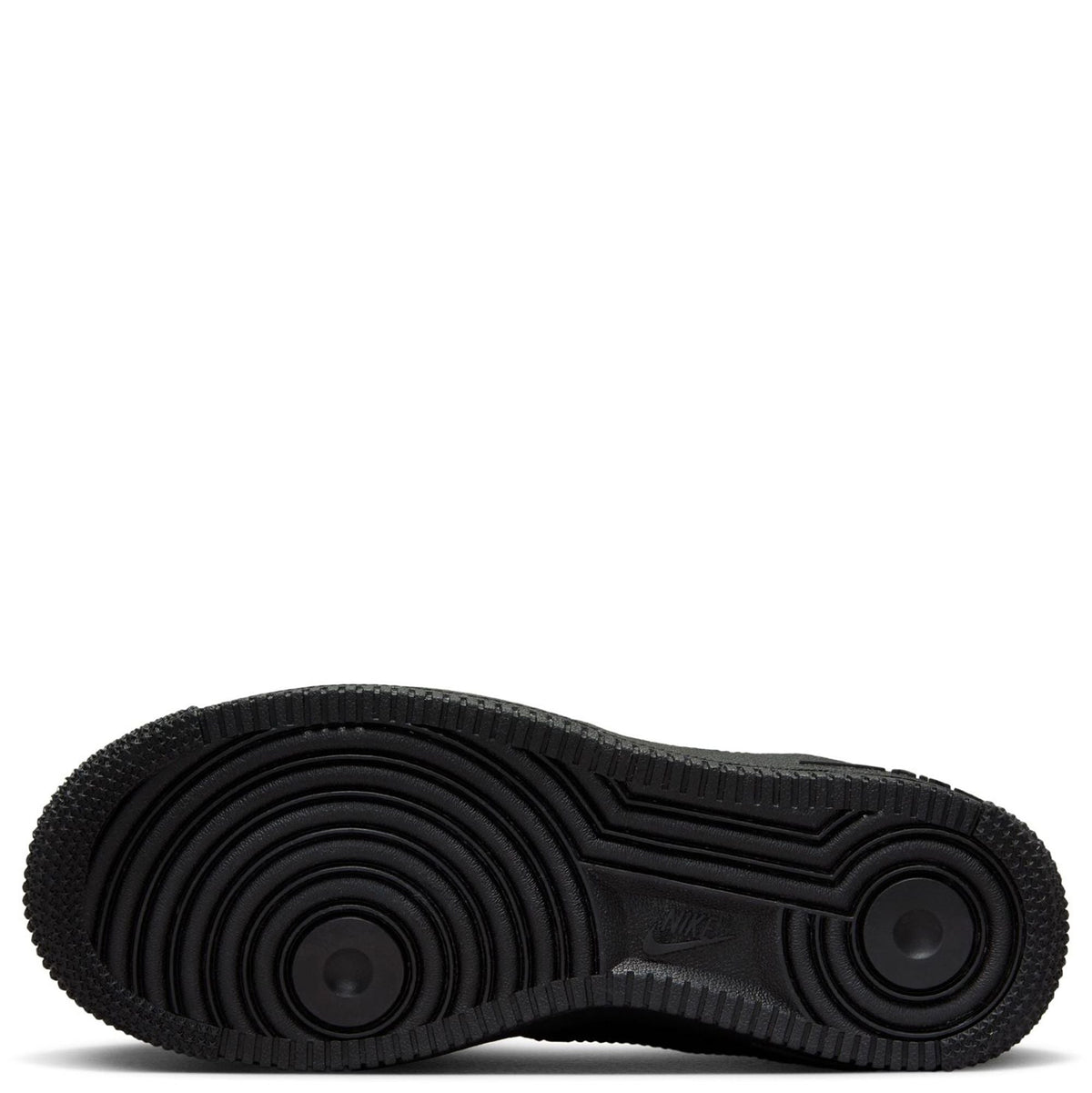 Kids' Nike Air Force 1 LE sneaker outsole, black rubber tread bottom view