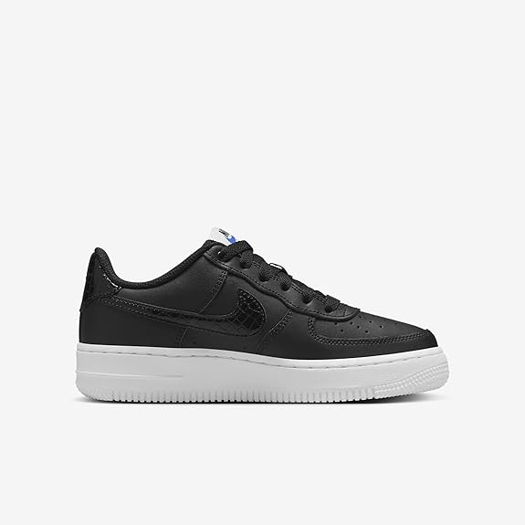 Big Kid's Nike Air Force 1 LV8 sneakers, black upper with lace-up eyelets and white sole