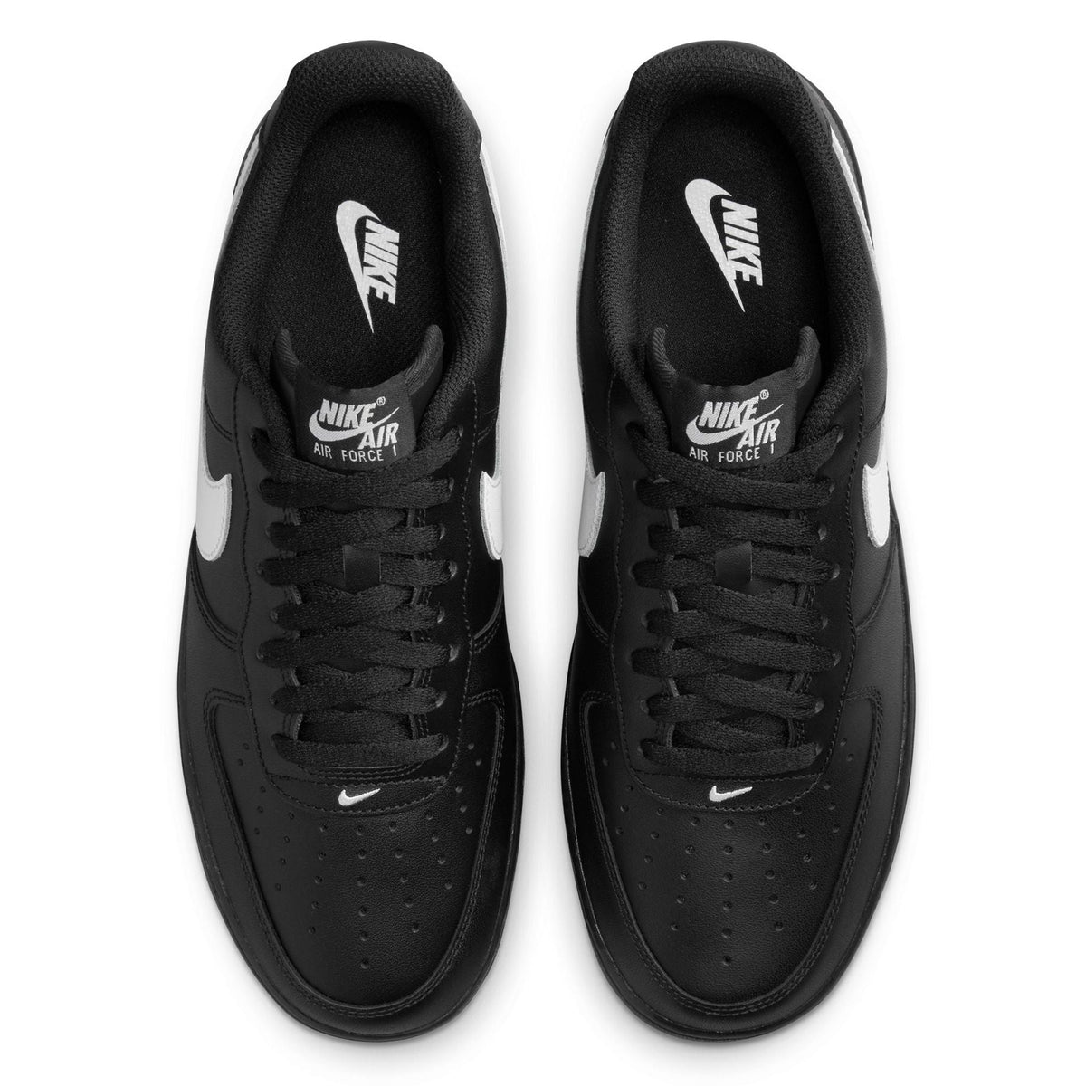 Black Nike Air Force 1 '07 sneakers, black laces and tongue labels
