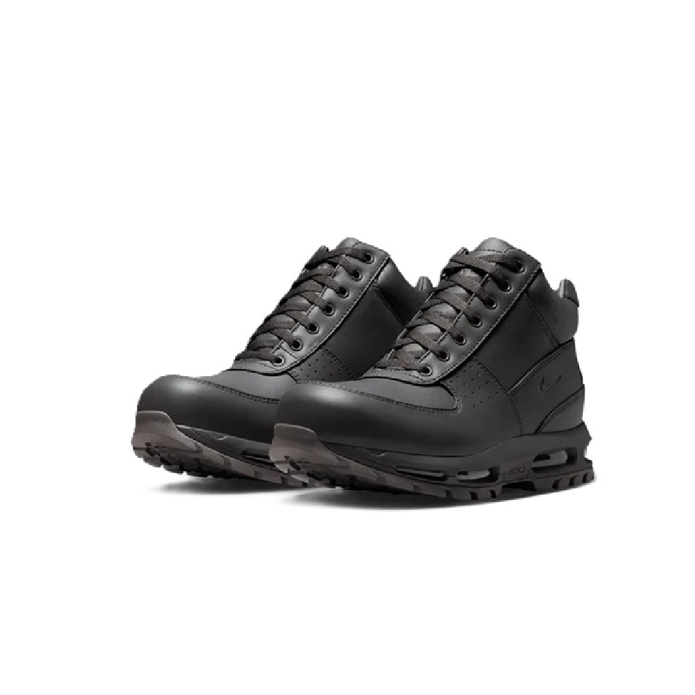 Men's Nike pair of dark lace-up sneakers with visible cushioning sole