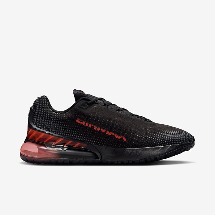 Black Air Max Phoenix lace-up running shoe with red translucent midsole air unit