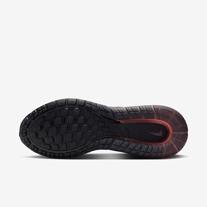 Black rubber outsole with grid tread and red-tinted air unit window