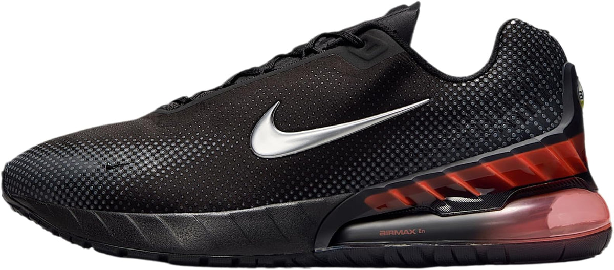 Men's black knit Nike Air Max Phoenix running shoe with metallic silver Swoosh