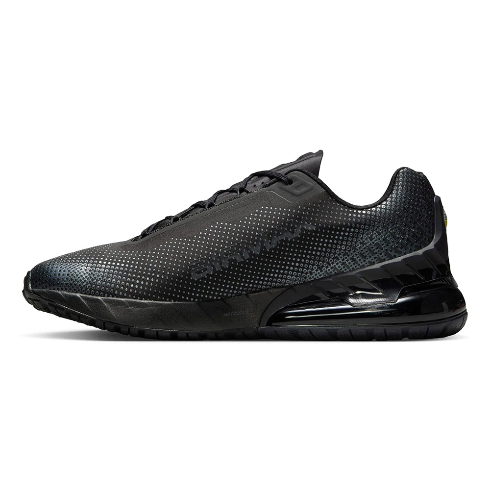 Men's Nike Air Max Phoenix lace-up running shoes, black knit with speckled texture