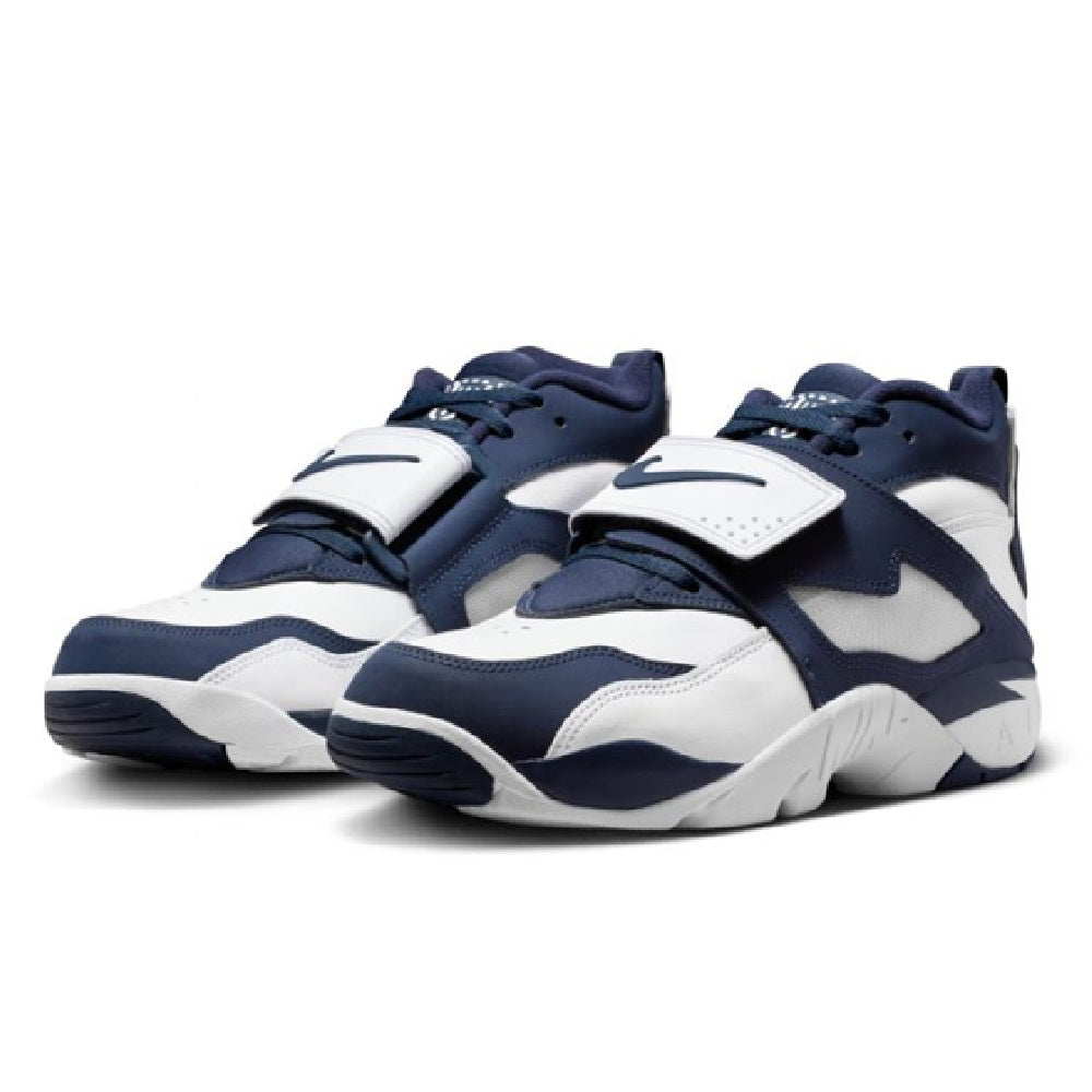 Nike Air Diamond Turf sneakers, white and navy with dual straps and lace closures