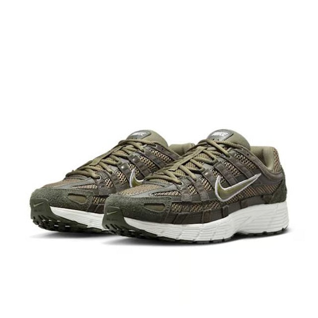 Nike P-6000 SE men's lace-up running shoes in dark olive with white outsole